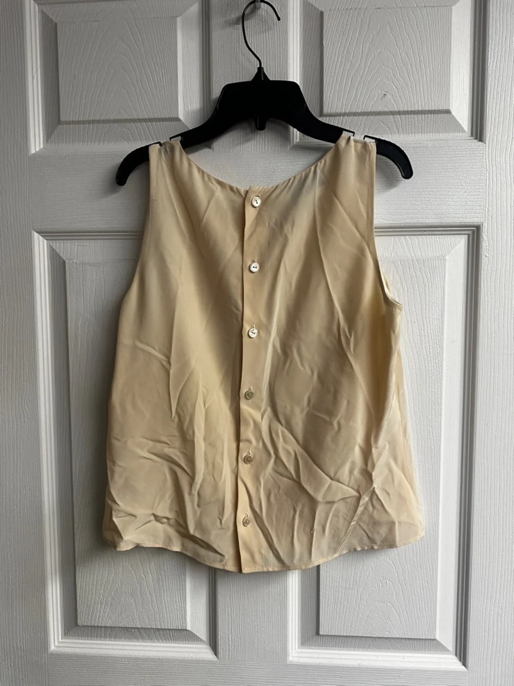 CHANEL Cream Silk Ruffle-Trim Sleeveless Top - Picture 3 of 6